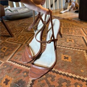 Sam Edelman Croc-Embossed Brown Heels